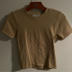 And Now This Tan Short Sleeve Crop Top